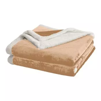 Одеяло ворсовое, супермягкое, удобное, двухслойное, утолщенное, сохраняющее тепло, фланелевое одеяло для дивана, кондиционера, домашнее постельное белье, товары для дома-темно-синий, размеры: 160 см Stuttg, бежевый