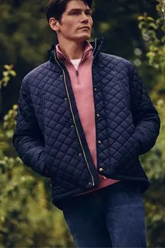 Одежда экипажа стеганая куртка с ромбовидным узором Crew Clothing Company, синий