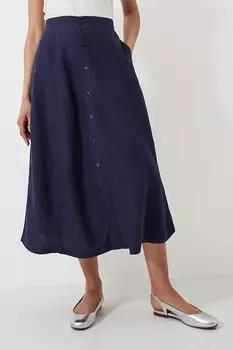 Одежда для экипажа 100% лен юбка на пуговицах Crew Clothing Company, синий