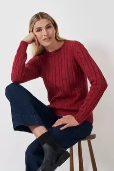 Одежда для экипажа джемпер крупной вязки с круглым вырезом Crew Clothing Company, красный