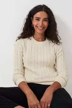 Одежда для экипажа джемпер крупной вязки с круглым вырезом Crew Clothing Company, бежевый