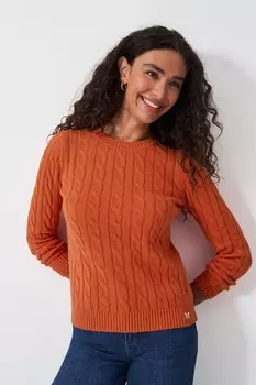 Одежда для экипажа джемпер крупной вязки с круглым вырезом Crew Clothing Company, оранжевый