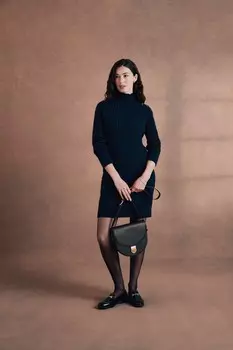 Одежда для экипажа Лила пуговицы плеча платье коса трикотаж Crew Clothing Company, синий