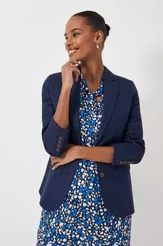 Одежда для экипажа, однотонная, смесь льна и хлопка, обычная блейзер Crew Clothing Company, синий