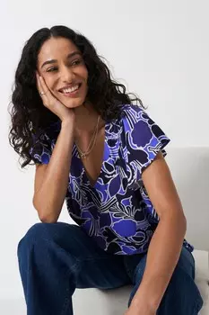 Одежда для экипажа, топ с оборками Tia Crew Clothing Company, синий