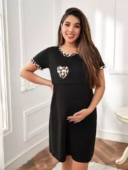 Одежда для беременных с леопардовым принтом Shein, черный
