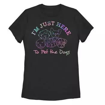 Одежда для юниоров. Футболка Just Here To Pet The Dogs с графическим текстом.