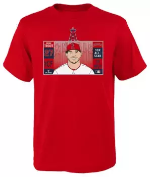 Одежда команды MLB, молодежная футболка Los Angeles Angels с Майком Траутом, красная футболка Jumbotron MLB Team Apparel