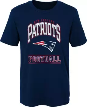 Одежда команды НФЛ, темно-синяя футболка New England Patriots с большими блокировщиками для мальчиков NFL Team Apparel