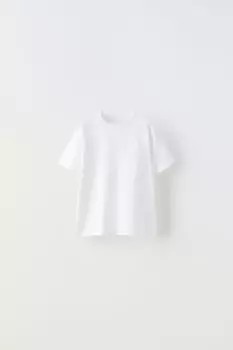 Одная футболка с карманом ZARA, белый