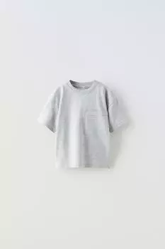 Одная футболка с карманом ZARA, серый мергель
