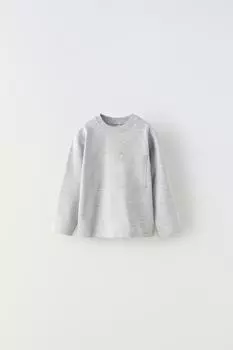 Одная футболка с карманом ZARA, серый мергель