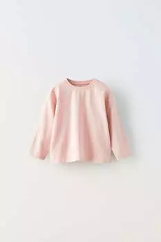 Одная футболка среднего веса ZARA, розовый