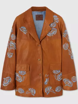 Однобортная кожаная куртка Ermanno Scervino, коричневый