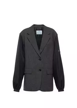 Однобортная куртка из шерсти и нейлона Prada