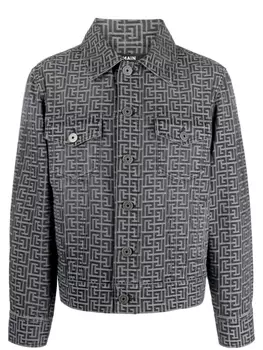 Однобортная куртка с монограммой Balmain, черный