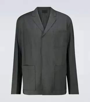 Однобортная шерстяная поплиновая куртка Prada, Ardesia