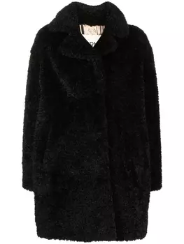 Однобортная шуба из искусственного меха Herno, черный