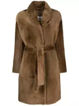 Однобортная шуба YVES SALOMON, коричневый