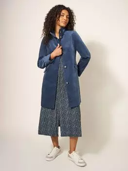 Однобортное бархатное пальто Karla White Stuff, пыльный синий