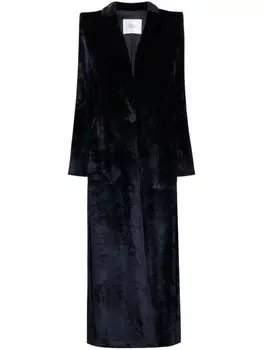 Однобортное бархатное пальто Sculpted Galvan London, синий