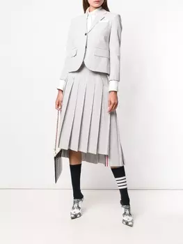 Однобортное классическое пальто с частичной подкладкой Thom Browne, серый
