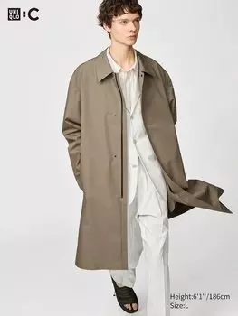 Однобортное пальто Blocktech Uniqlo, 32 бежевый