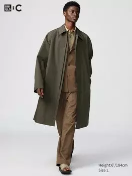 Однобортное пальто Blocktech Uniqlo, 56 оливковый