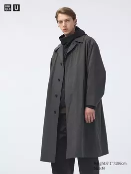 Однобортное пальто большого размера Uniqlo, серый