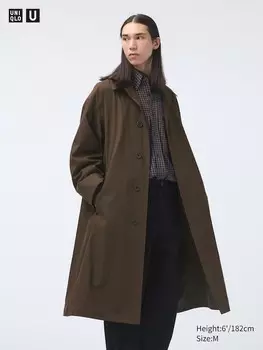Однобортное пальто большого размера Uniqlo, коричневый