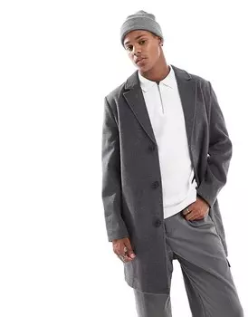 Однобортное пальто Brave Soul антрацитового цвета