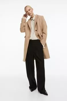 Однобортное пальто H&amp;M, бежевый меланж