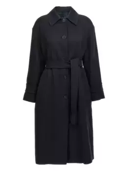 Однобортное пальто Ильде с поясом MAX MARA, синий