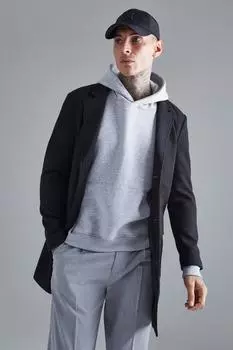 Однобортное пальто из шерсти Boohoo, черный