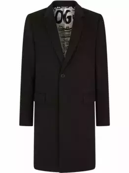 Однобортное пальто из смесовой шерсти DOLCE & GABBANA, серый
