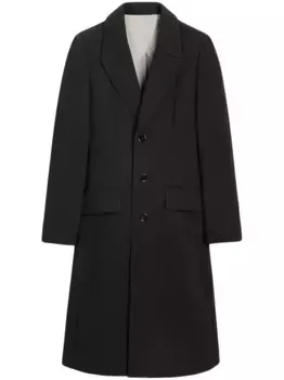 Однобортное пальто из вирджинской шерсти AMI Paris, черный