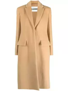 Однобортное пальто из вирджинской шерсти JIL SANDER, нейтральный