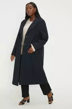 Однобортное пальто макси Curve Dorothy Perkins, темно-синий