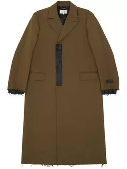 Однобортное пальто MM6 Maison Margiela Numeric Signature, коричневый