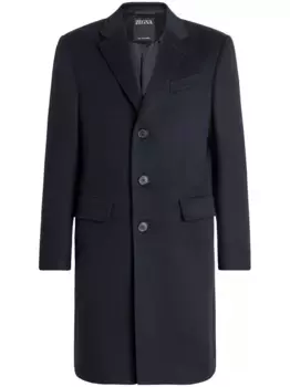 Однобортное пальто Oasi строгого кроя Zegna, синий
