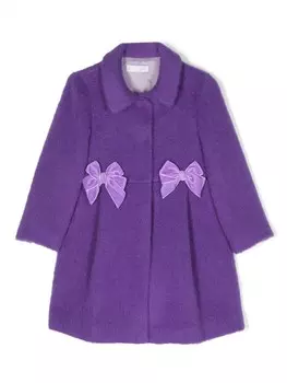 Однобортное пальто с бантом Colorichiari, фиолетовый