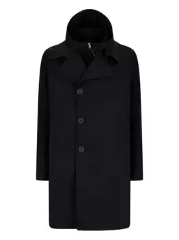 Однобортное пальто с капюшоном Herno, черный