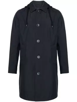 Однобортное пальто с капюшоном Herno, синий