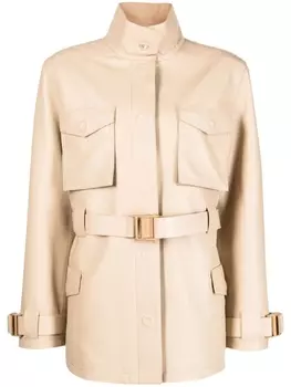 Однобортное пальто с поясом Off-White, бежевый