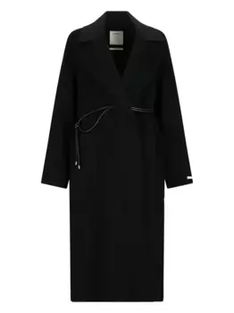 Однобортное пальто с поясом SPORTMAX, черный