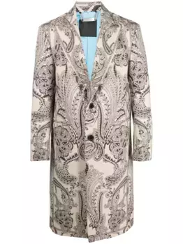 Однобортное пальто с принтом пейсли Philipp Plein, нейтральный