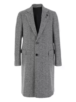 Однобортное пальто с узором в елочку Lardini, серый