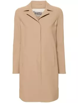 Однобортное пальто с заостренными лацканами Herno, бежевый