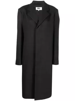 Однобортное пальто строгого кроя MM6 Maison Margiela, черный