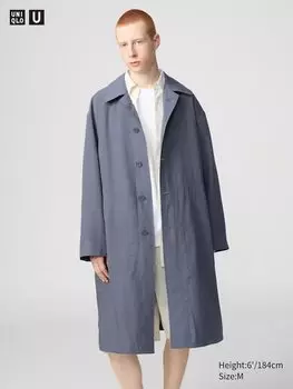 Однобортное пальто свободного покроя Uniqlo, серый